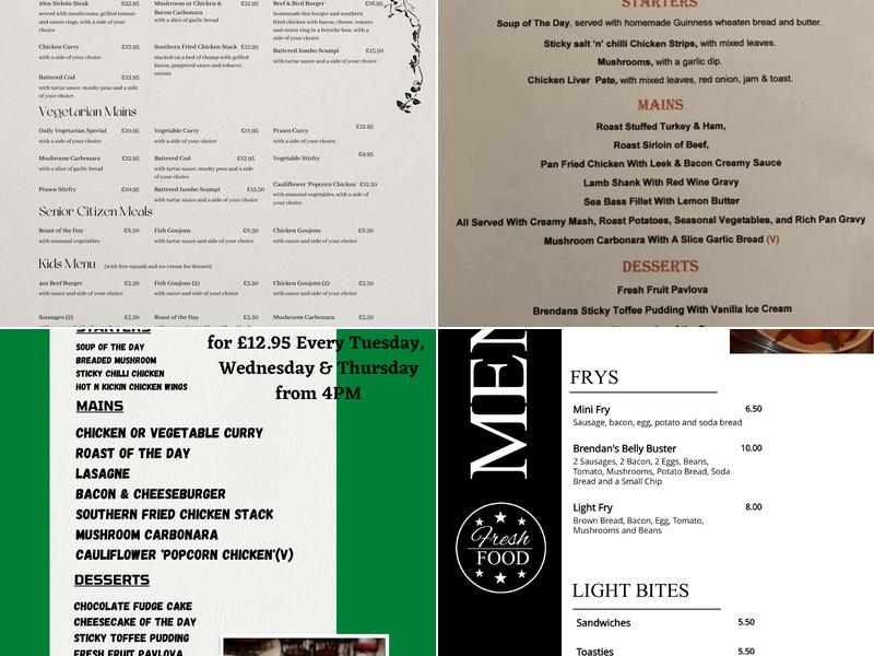 Brendan's Bar & Restaurant Menu