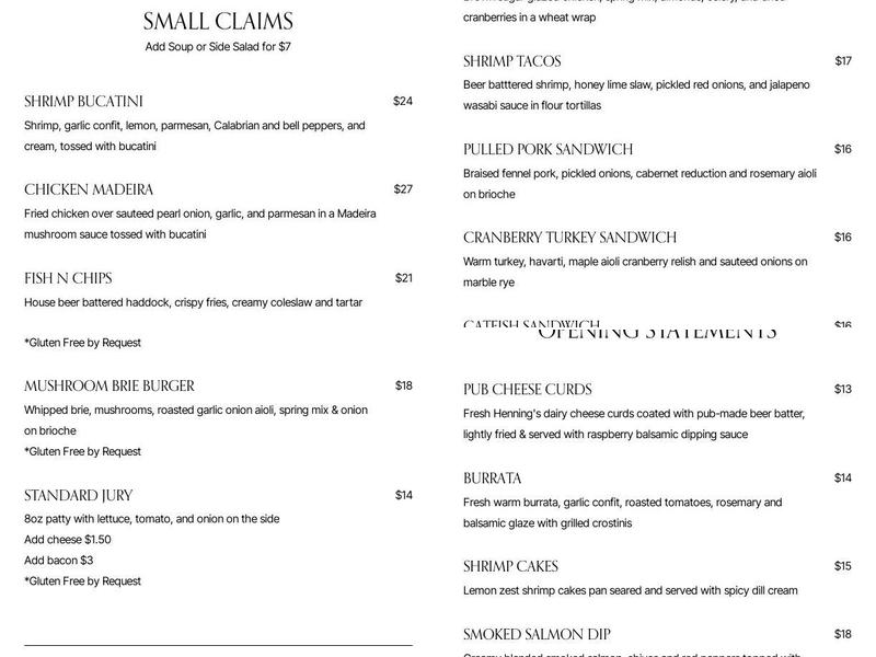 Courthouse Pub Menu