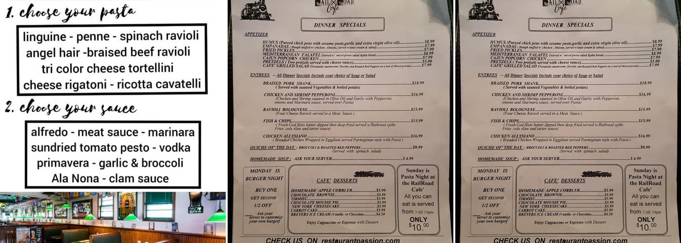 Railroad Cafe Menu