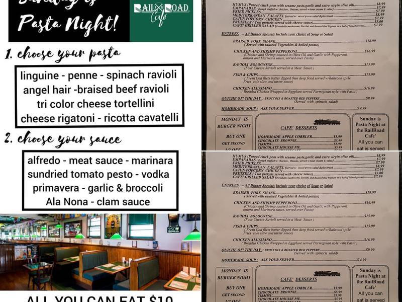 Railroad Cafe Menu