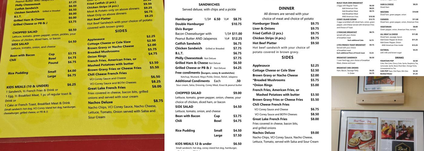 Virginia Coney Island Menu