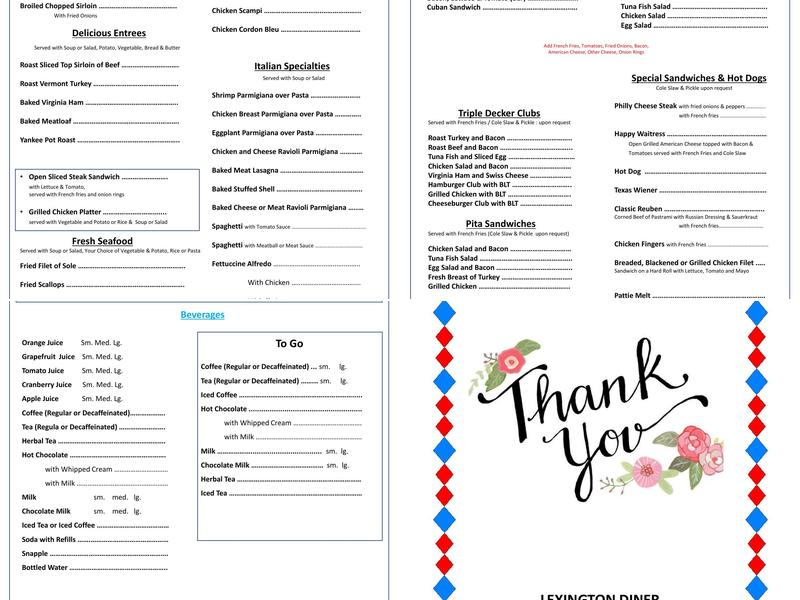 Lexington Diner Clifton nj Menu