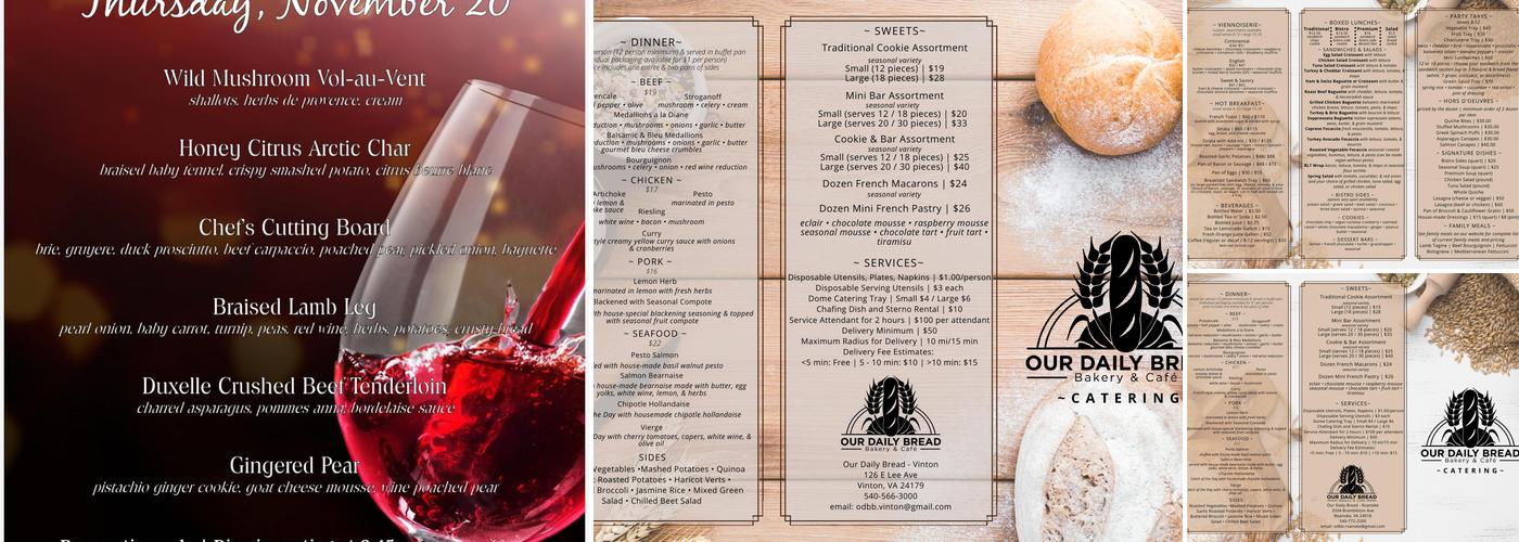 Our Daily Bread Bakery & Bistro Menu