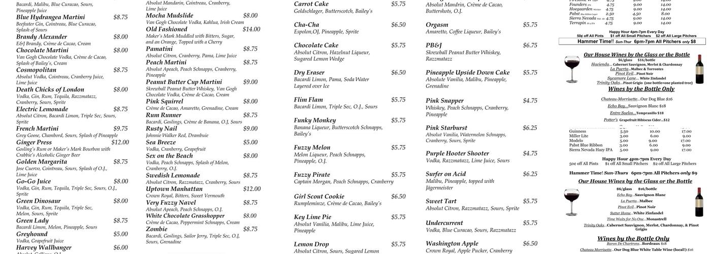 Cellar Restaurant Menu