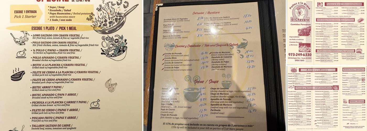 Pollos El Chevere Menu