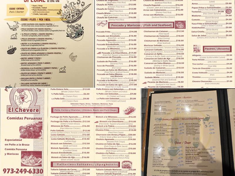 Pollos El Chevere Menu