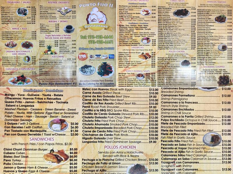 Punto Fijo II Restaurant Menu