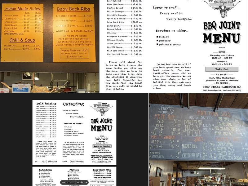 West Texas Barbeque Co Menu