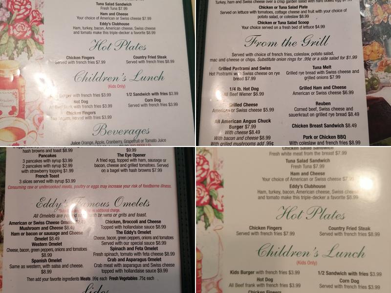 Eddy's Cafe Menu