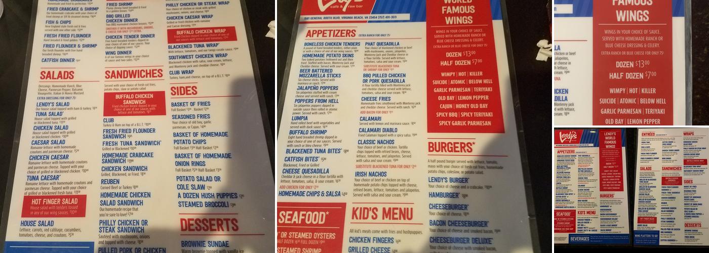 Lendy's Cafe Menu