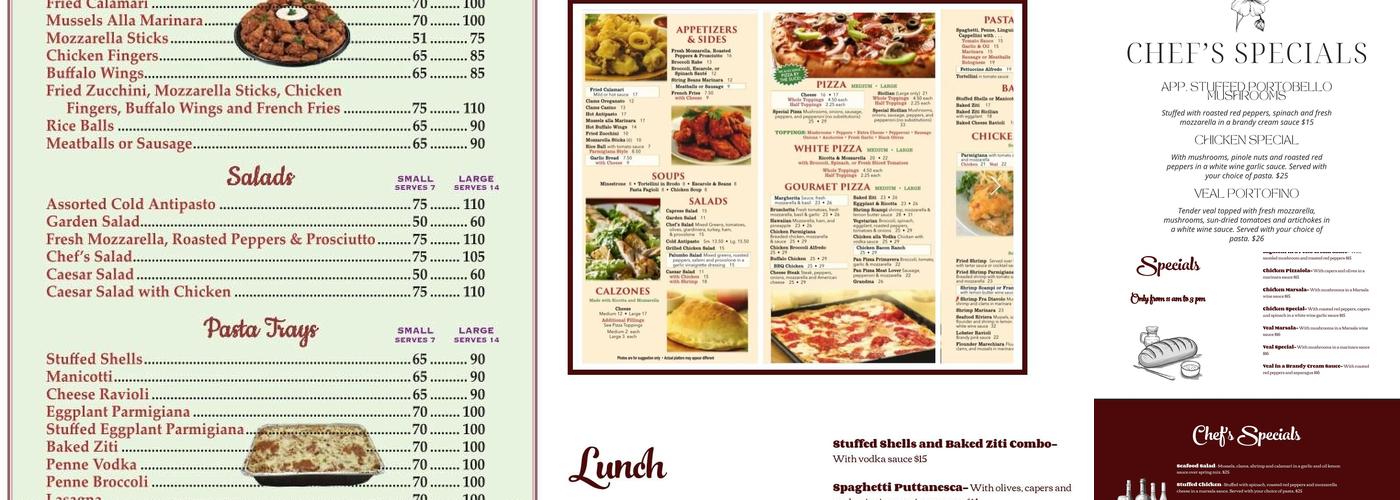 Palumbo Restaurant & Pizza Menu