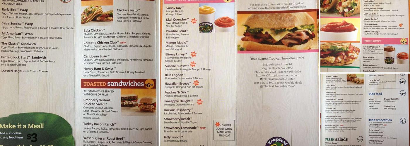 Tropical Smoothie Cafe Menu