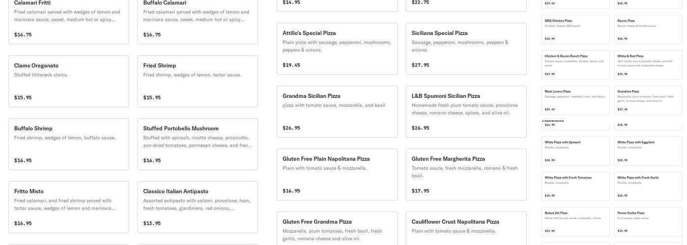 Attilio's Villagio Restaurant & Pizzeria Menu