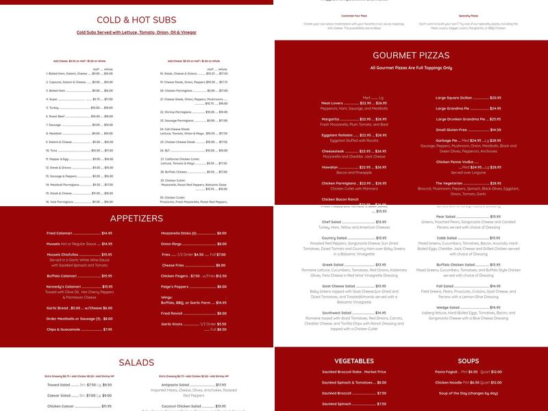 Chiafullo's Menu