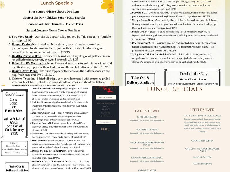 Olivia's Trattoria & Artisan Pizza Menu