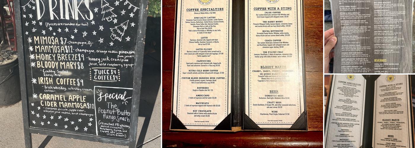 The Bee and The Biscuit Menu