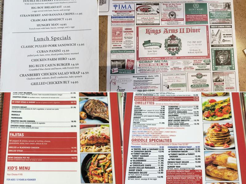 Kings Arms II DINER - SUNNY SIDE Menu