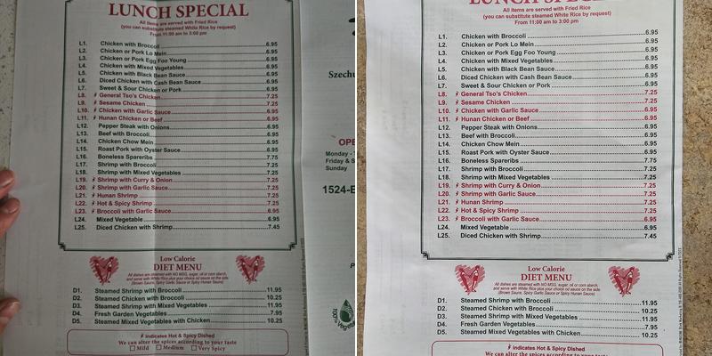 Great Wall Menu