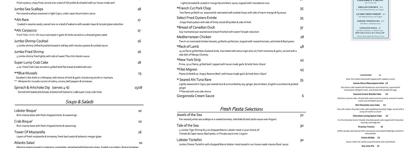 Amber Lantern Restaurant Menu