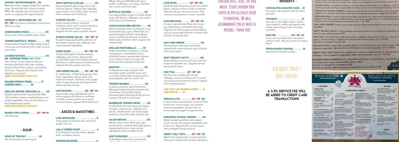 Good Karma Cafe Menu