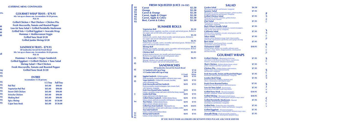 Ocean Cafe Menu