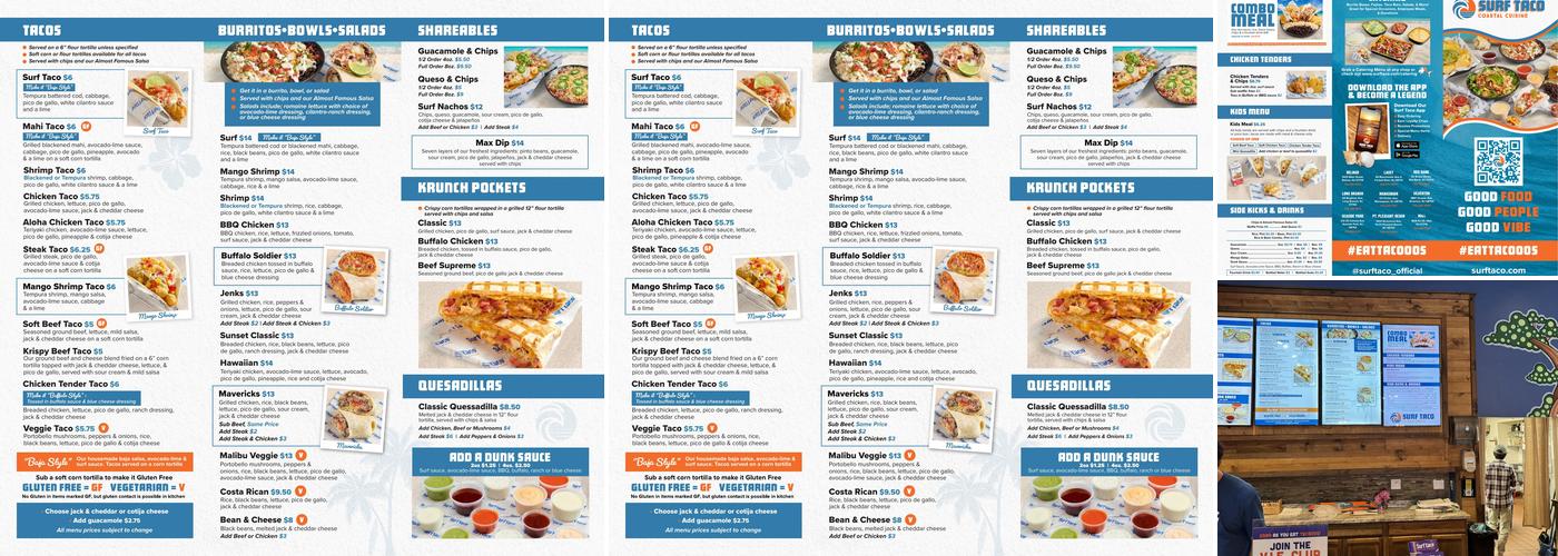 Surf Taco - Red Bank Menu