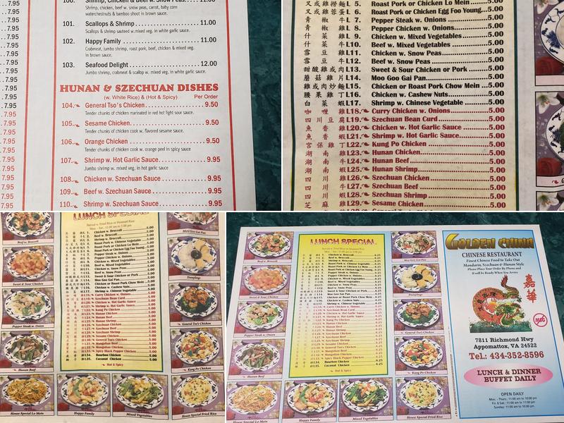 Golden China Restaurant Menu