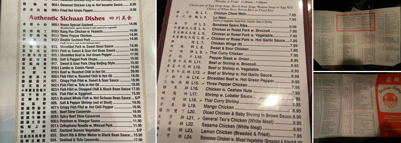 Sichuan Cottage Menu