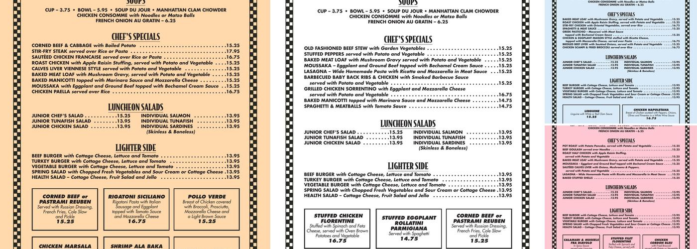 Americana Diner Menu