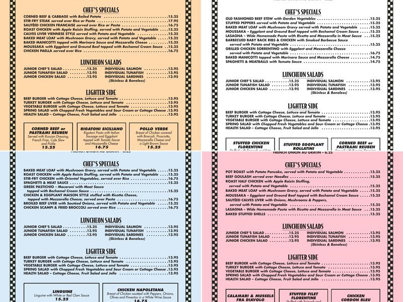 Americana Diner Menu