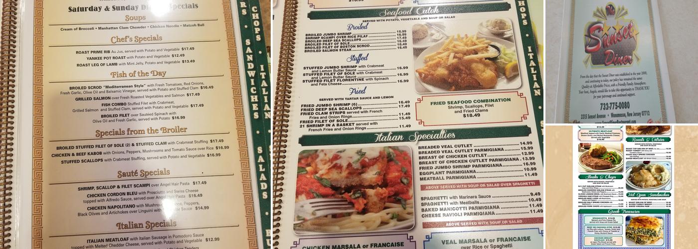Sunset Diner Menu
