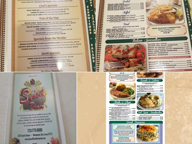Sunset Diner Menu