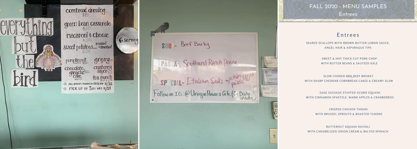 Unique Flavors Café Menu