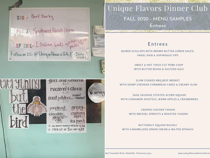 Unique Flavors Café Menu