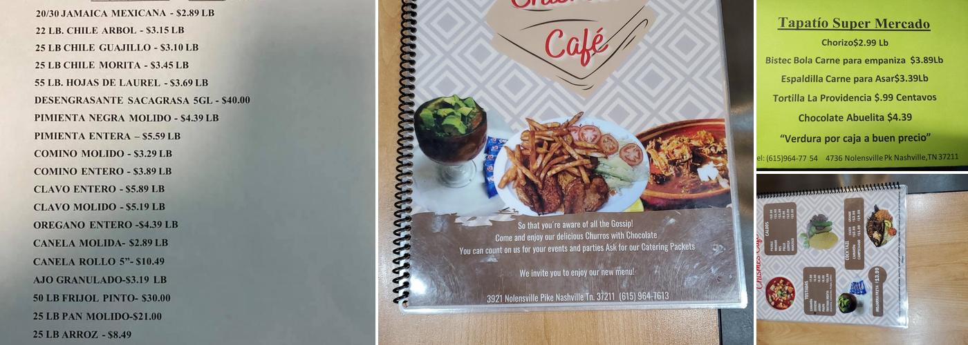 Chismes Cafe Menu