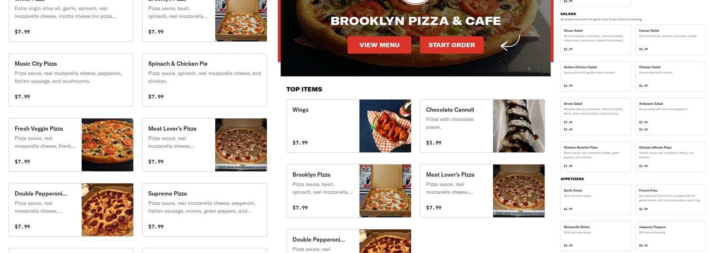 Brooklyn Pizza and Cafe Menu