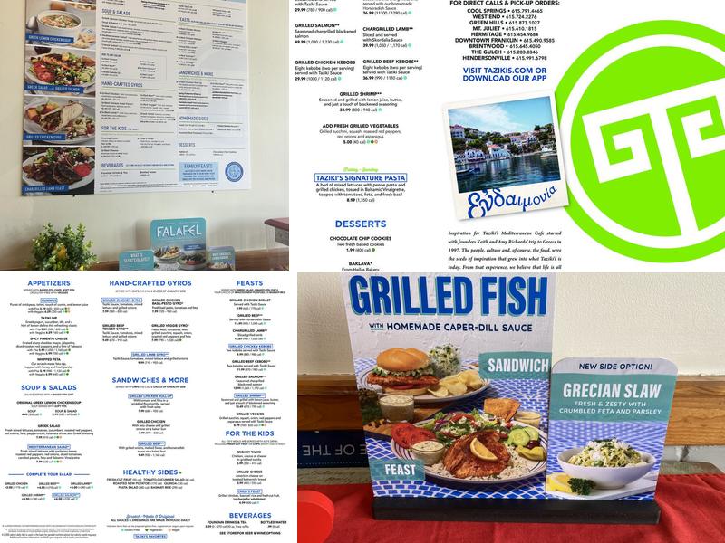 Taziki's Mediterranean Cafe Menu