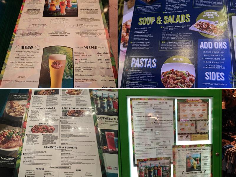 Rainforest Cafe Menu