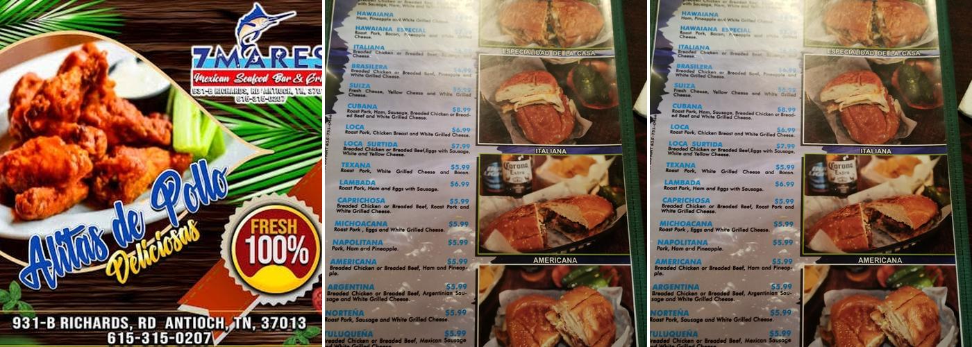 7 Mares Menu