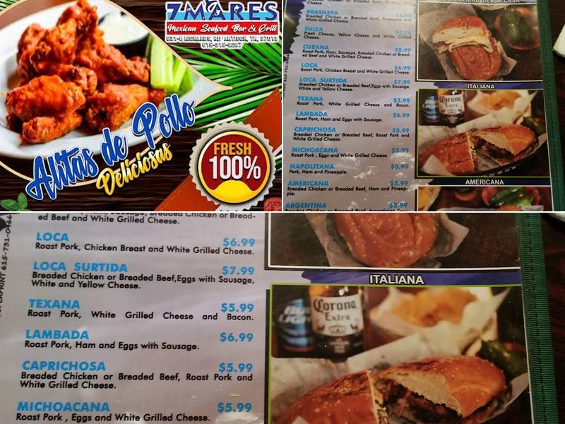 7 Mares Menu