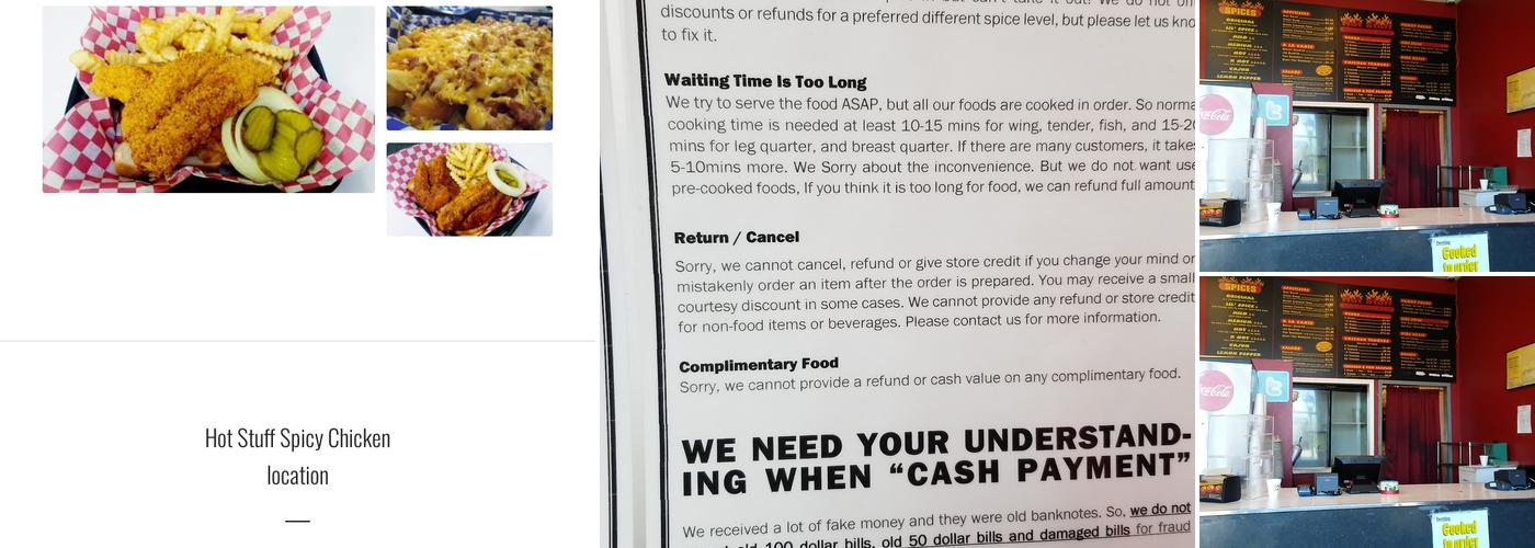 Hot Stuff Spicy Chicken and fish Menu