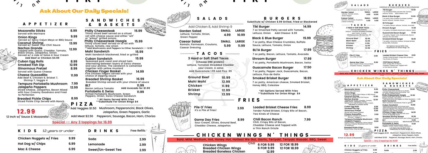 Looe Key Reef Resort Menu