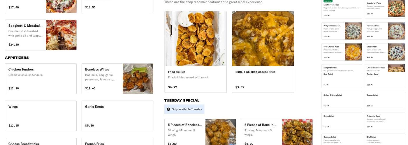 A Slice of Paradise Menu