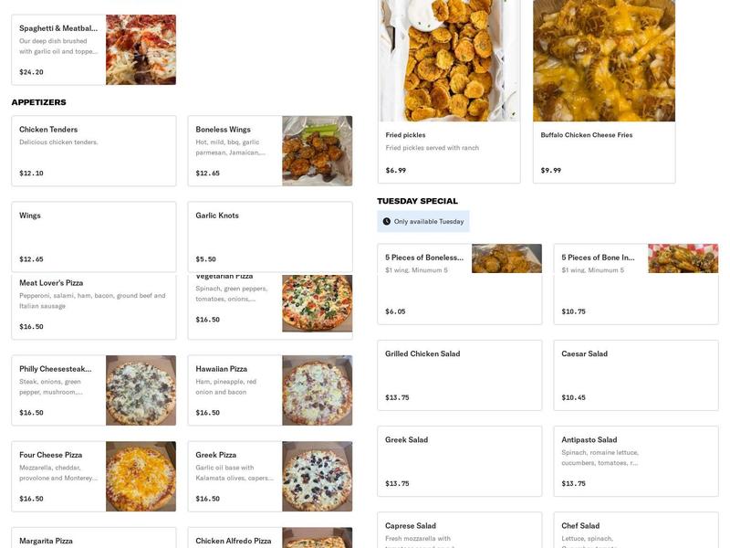A Slice of Paradise Menu