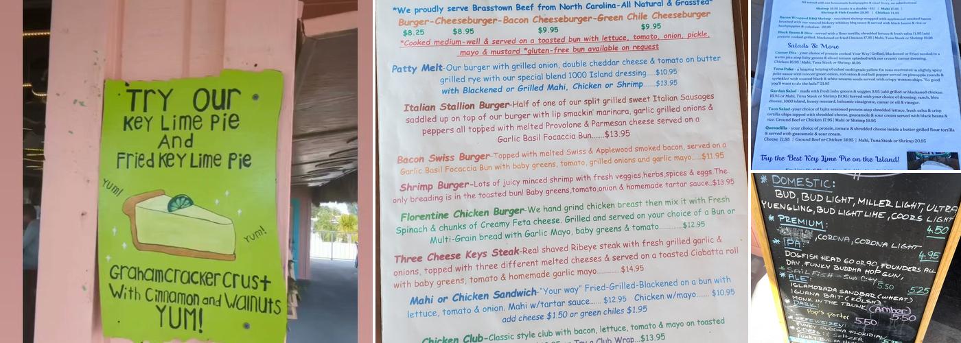 Burdines Waterfront Menu