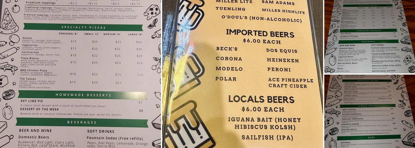 Upper Crust Pizza Menu