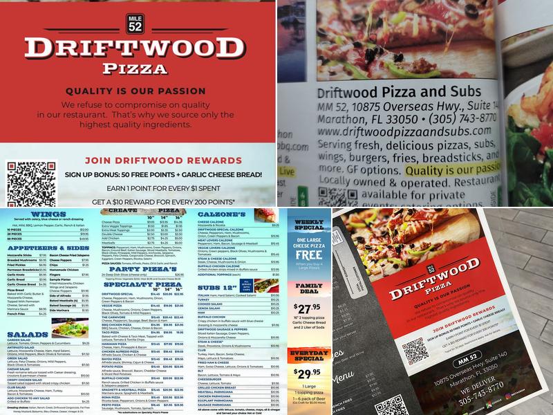Driftwood Pizza, Pasta, & Subs Menu