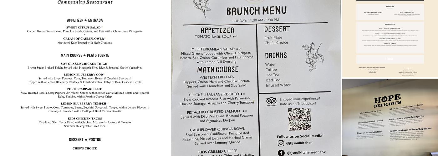 JBJ Soul Kitchen Menu
