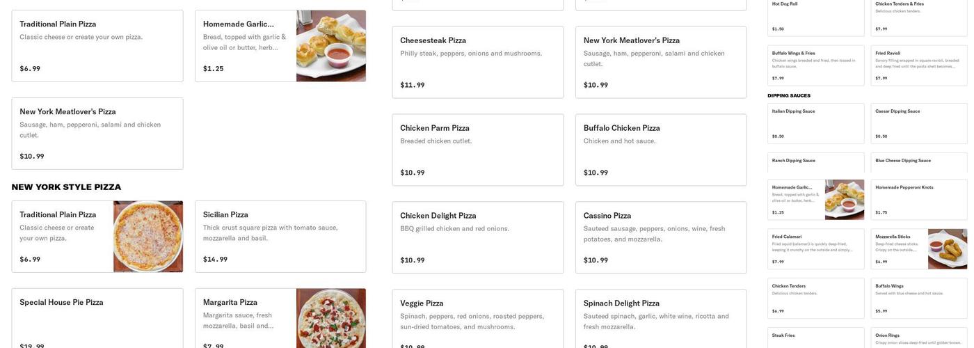 UC Pizza Menu