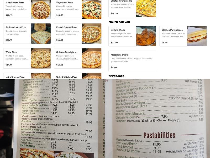 Franks Pizzeria Menu